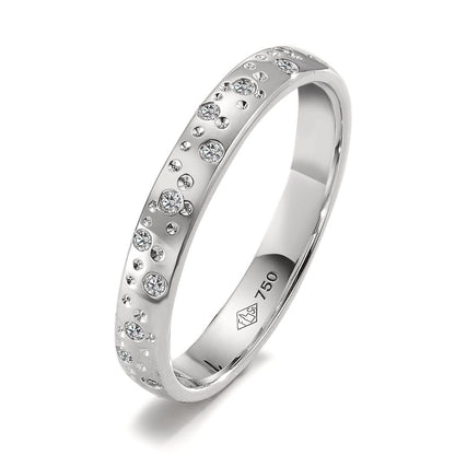 Anillo de dedo 750/oro blanco de 18 quilates Diamante 0.13 ct, 24 piedras, w-si estrella