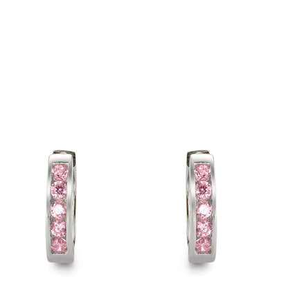Hinged hoop Silver Zirconia Rose Rhodium plated