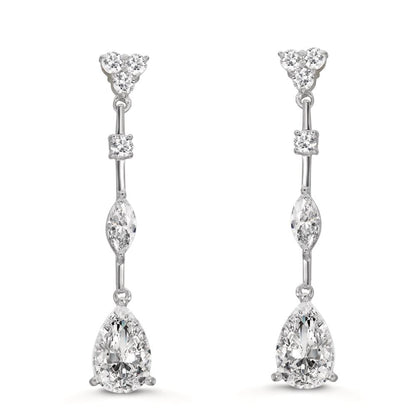 Drop Earrings Silver Zirconia Rhodium plated