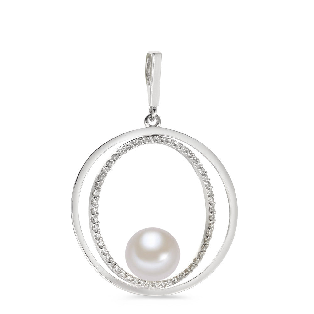 Colgante 750/oro blanco de 18 quilates Diamante 0.35 ct, 55 piedras, w-si Perla cultivada de agua dulce