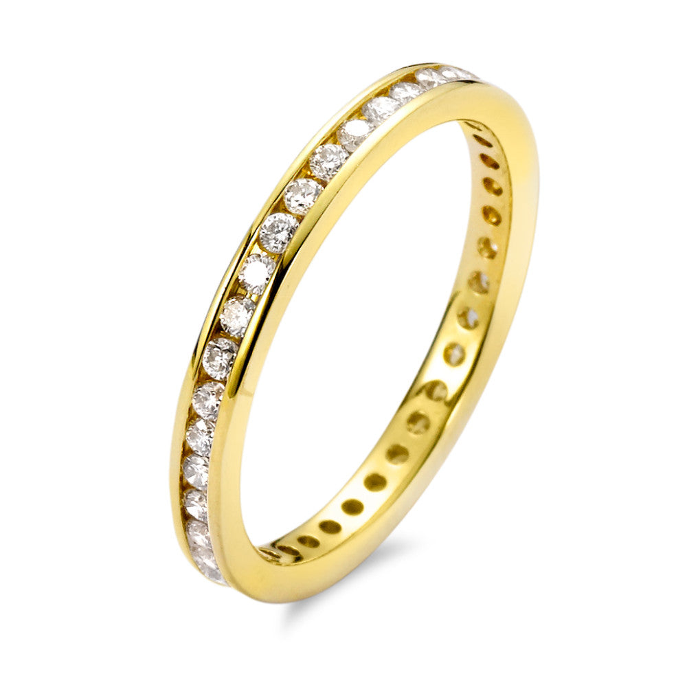 Minnesring 750/18 K gult guld diamant 0.50 ct, 38 stenar, w-si
