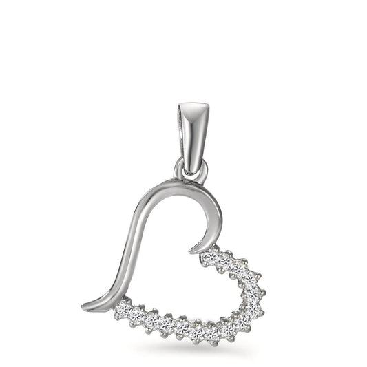 Pendant Silver Zirconia Rhodium plated Heart