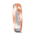 Anillo de pareja 750/oro rojo de 18 quilates, 750/oro blanco de 18 quilates Diamante 0.045 ct, 3 piedras, tw-vsi