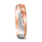 Anillo de pareja 750/oro rojo de 18 quilates, 750/oro blanco de 18 quilates Diamante 0.045 ct, 3 piedras, tw-vsi
