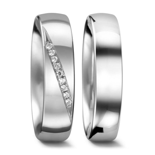 Anillo de pareja 750/oro blanco de 18 quilates Diamante 0.045 ct, 9 piedras, tw-vsi