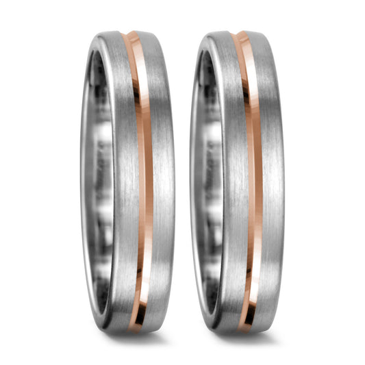 Anillo de pareja 750/oro blanco de 18 quilates, 750/oro rojo de 18 quilates