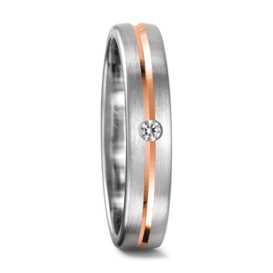 Anillo de pareja 750/oro blanco de 18 quilates, 750/oro rojo de 18 quilates Diamante 0.04 ct, tw-vsi