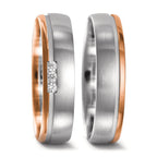 Anello del partner Oro bianco 750/18 carati, Oro rosso 750/18 carati Diamante 0.045 ct, 3 pietra, w-si