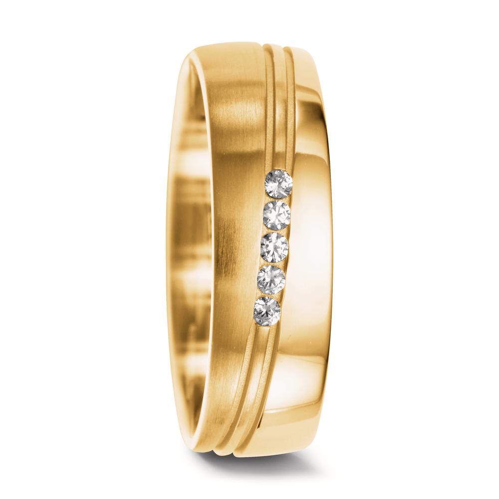 Partnerring 750/18 K gult guld diamant 0.075 ct, 5 stenar, w-si