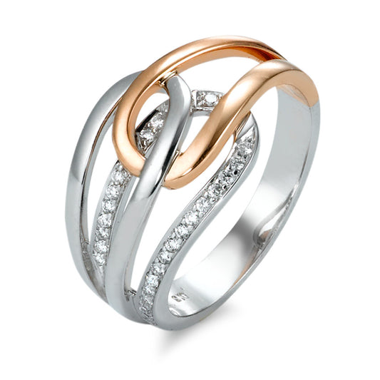 Finger ring 750/18 K vitguld, 750/18 K rött guld diamant 0.13 ct, 26 stenar, w-si