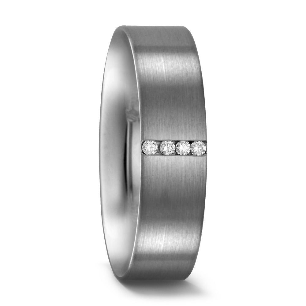Finger ring 950 palladium diamant 0.04 ct, 4 stenar, tw-si