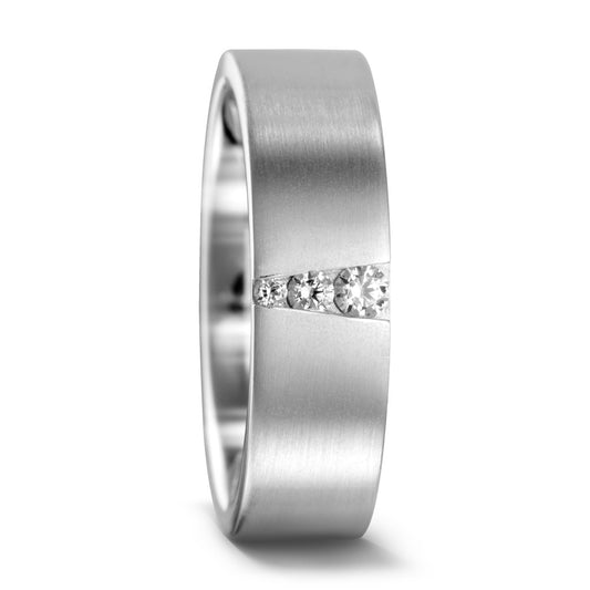 Fingerring 950 Palladium Diamant 0.09 ct, 3 Steine, w-si