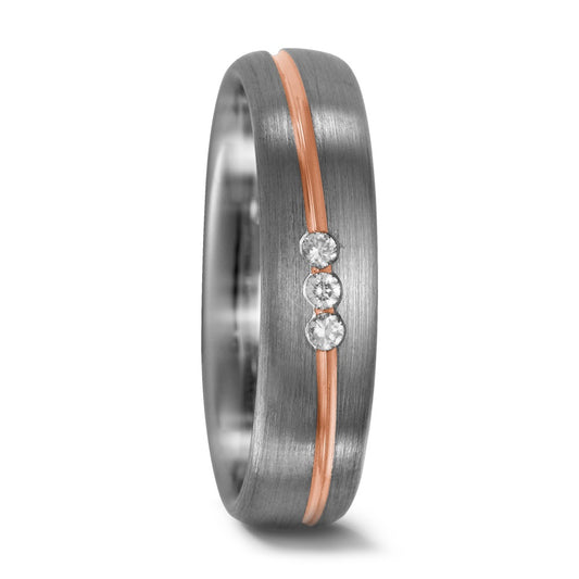 Partnerring 500 palladium, 750/18 K rött guld diamant 0.045 ct, 3 stenar, w-si