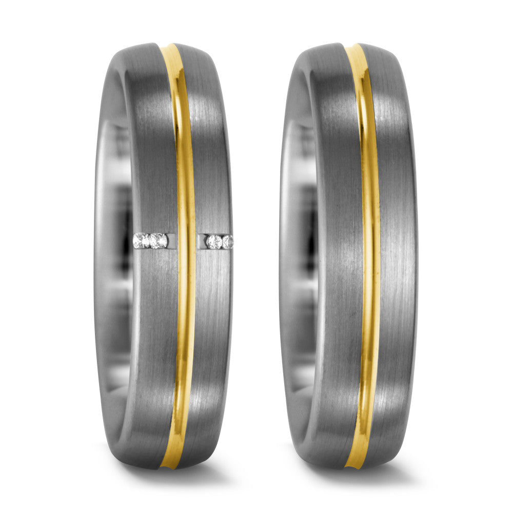 Anello 950 Palladio, Oro giallo 750/18 carati Diamante 0.02 ct, 4 pietra, tw-vsi