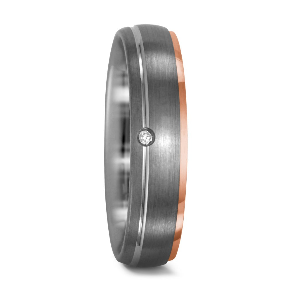 Finger ring 950 palladium, 750/18 K rött guld diamant 0.015 ct, tw-vsi