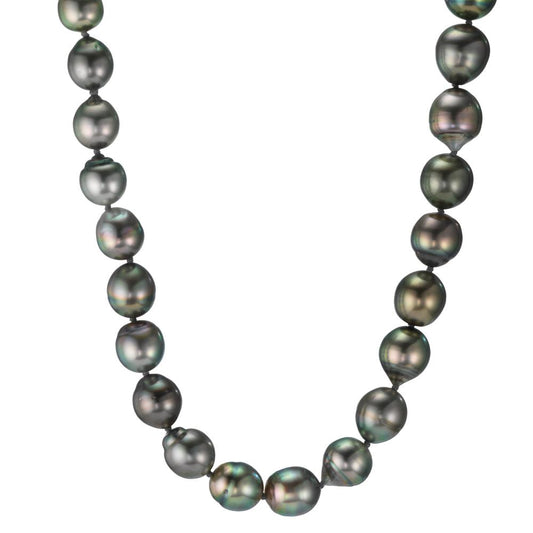Collier Or blanc 18K perle de Tahiti 9-10 mm 45 cm
