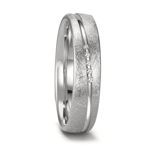 Alliance Or blanc 18K Diamant 0.025 ct, 5 Pierres, tw-si