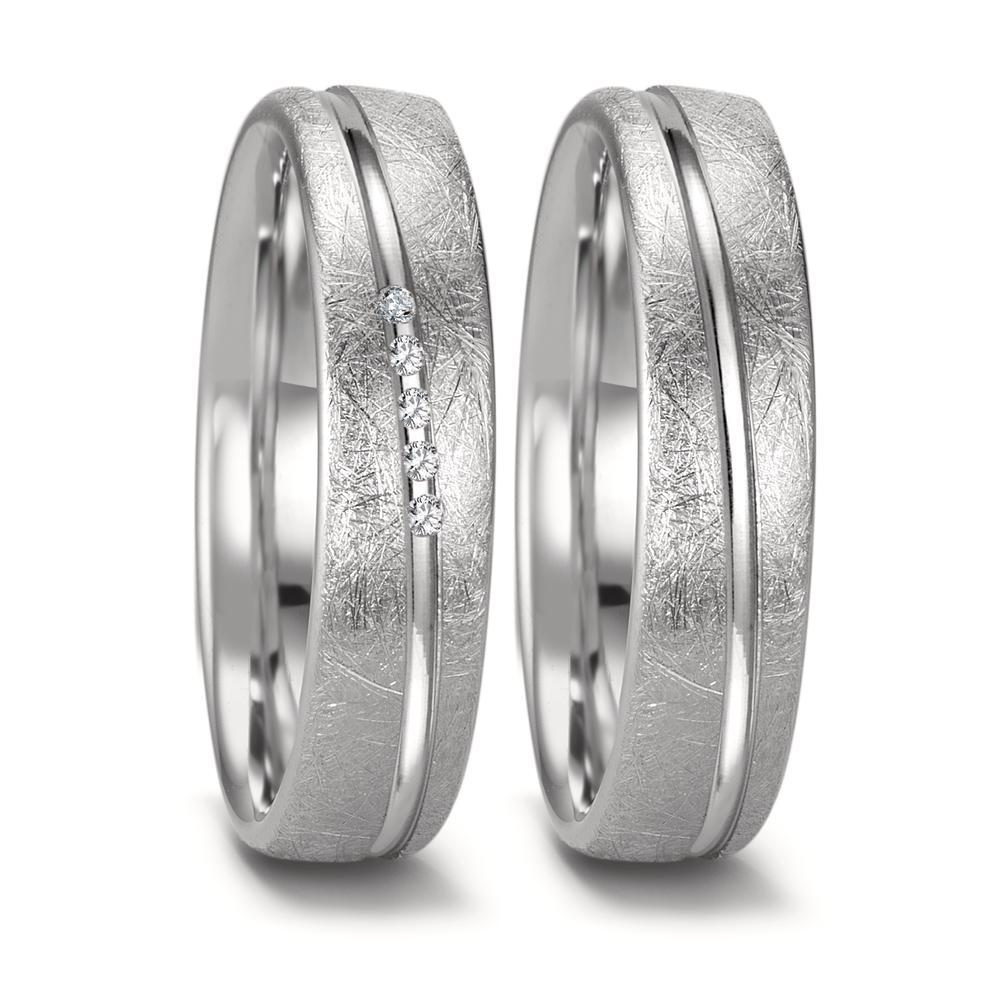 Alliance Or blanc 18K Diamant 0.025 ct, 5 Pierres, tw-si