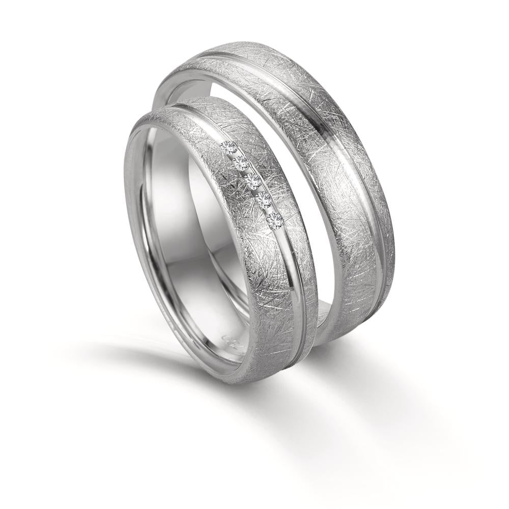 Alliance Or blanc 18K Diamant 0.025 ct, 5 Pierres, tw-si