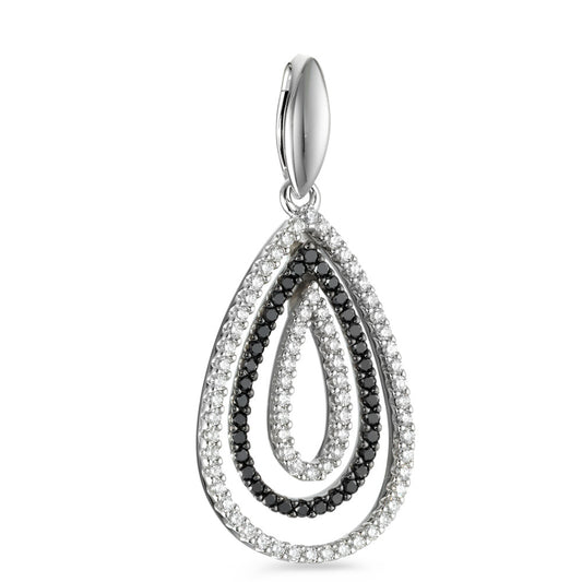 Pendant 18k White Gold Diamond Black, 0.52 ct, 104 Stones, brilliant, tw-vsi