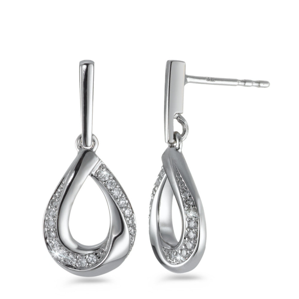 Ohrhänger 750/18 K Weissgold Diamant weiss, 0.16 ct, 34 Steine, Brillantschliff, w-si