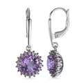 Drop Earrings 18k White Gold Amethyst Violet, 38 Stones