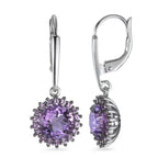 Drop Earrings 18k White Gold Amethyst Violet, 38 Stones
