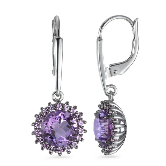 Pendientes 750/oro blanco de 18 quilates Amatista Violeta, 38 piedras