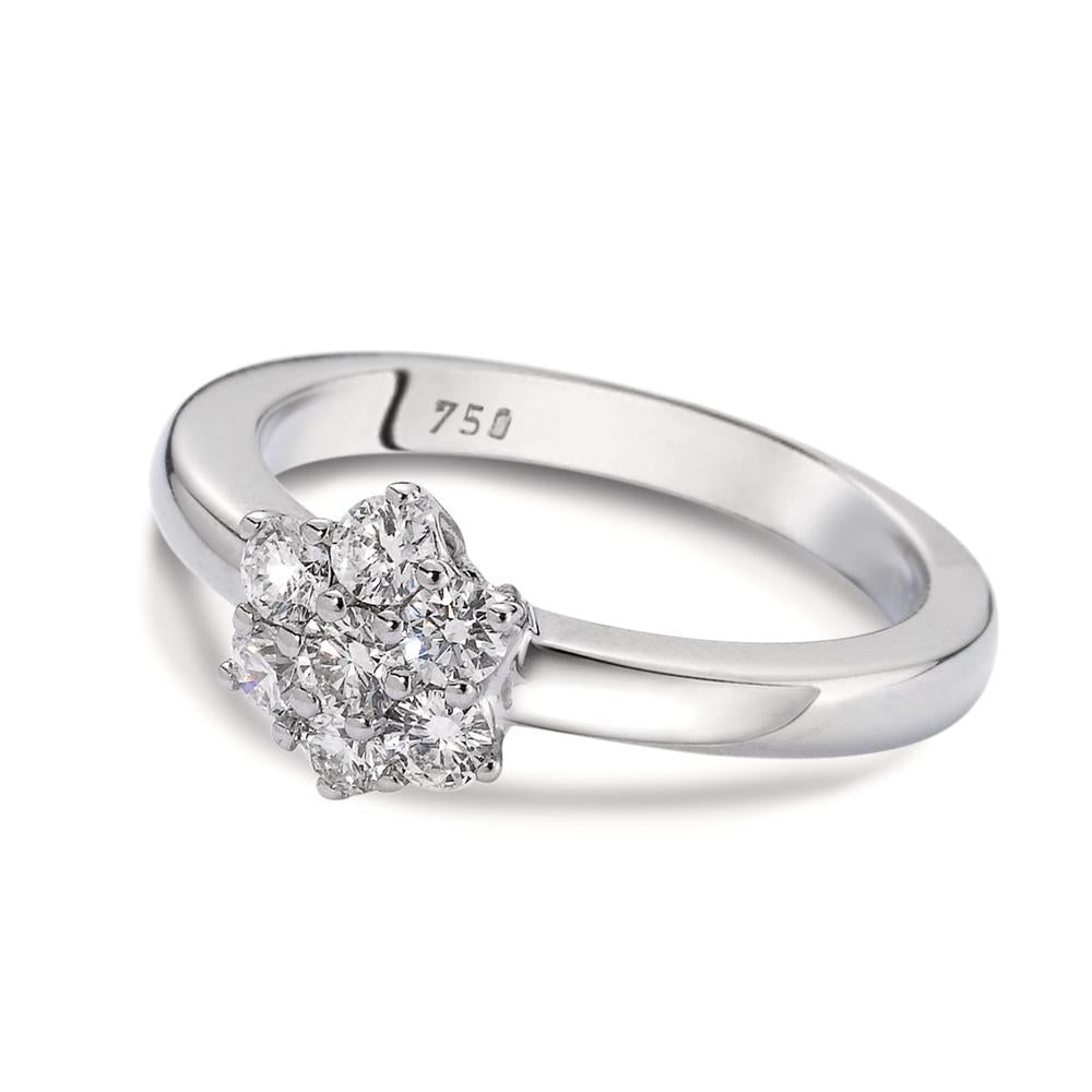 Solitaire ring 18k White Gold Diamond White, 0.50 ct, 7 Stones, brilliant, w-si