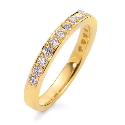 Memory ring 18k Yellow Gold Diamond White, 0.50 ct, 17 Stones, brilliant, w-si