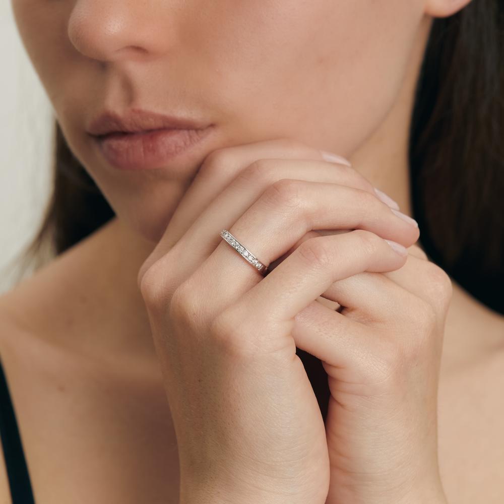 Memory ring 18k White Gold Diamond White, 0.33 ct, 19 Stones, brilliant, w-si