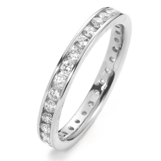 Memory ring 18k White Gold Diamond White, 0.65 ct, 30 Stones, brilliant, w-si
