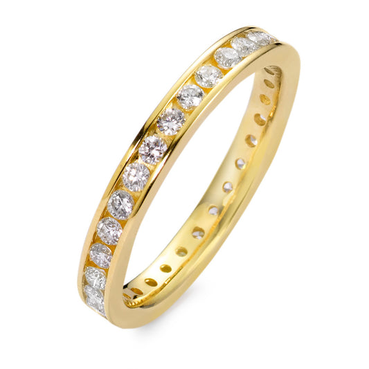 Memory ring 18k Yellow Gold Diamond White, 0.65 ct, 34 Stones, brilliant, w-si