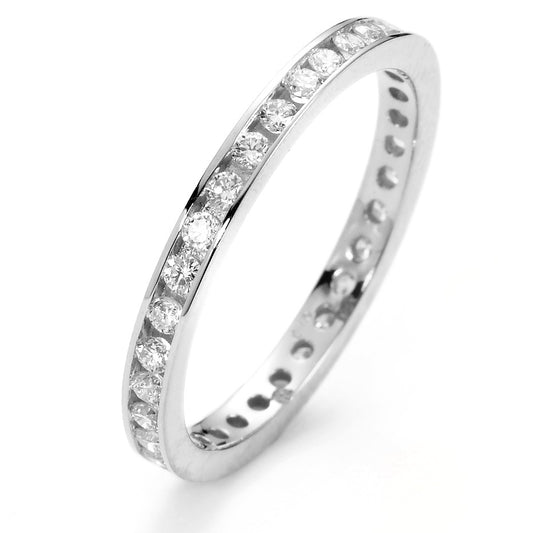 Memory ring 18k White Gold Diamond White, 0.50 ct, 42 Stones, brilliant, w-si