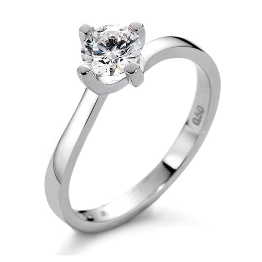 Solitärring 750/18 K vitguld diamant vit, 0.10 ct, [Brillant], w-si