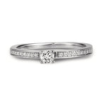Bague solitaire Or blanc 18K Diamant blanc, 0.20 ct, brillant, w-si Ø3 mm