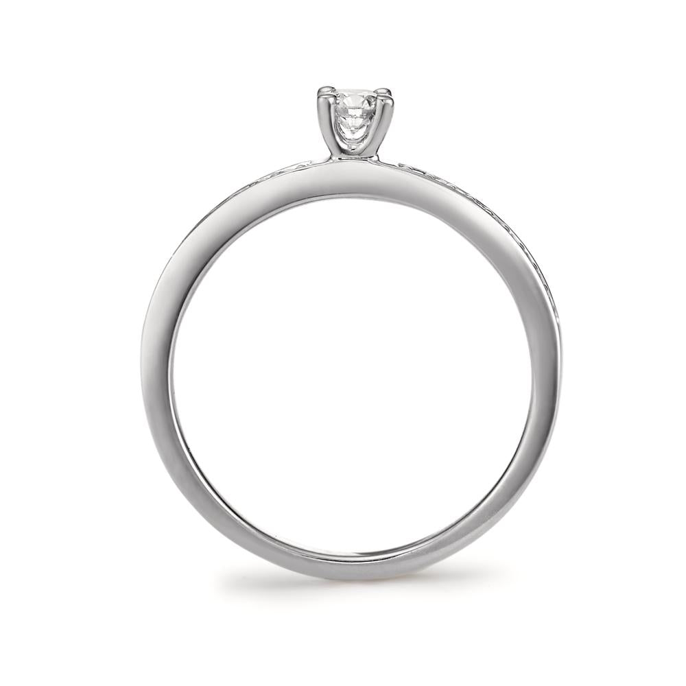 Bague solitaire Or blanc 18K Diamant blanc, 0.20 ct, brillant, w-si Ø3 mm