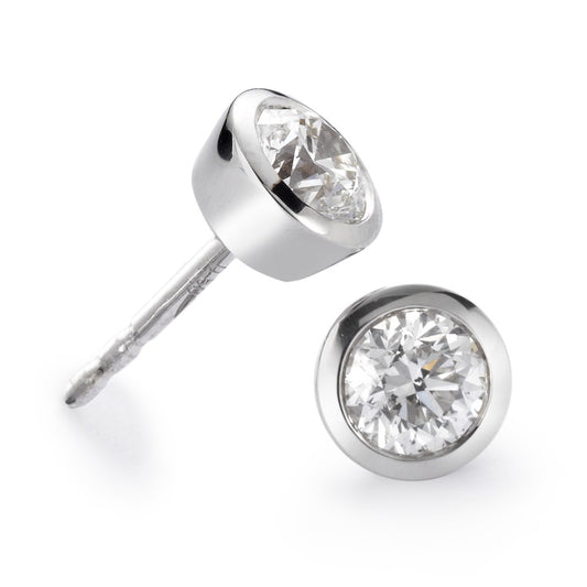 Örhängen med knoppar 750/18 K vitguld diamant vit, 0.50 ct, 2 stenar, [Brillant], w-si Ø5.5 mm