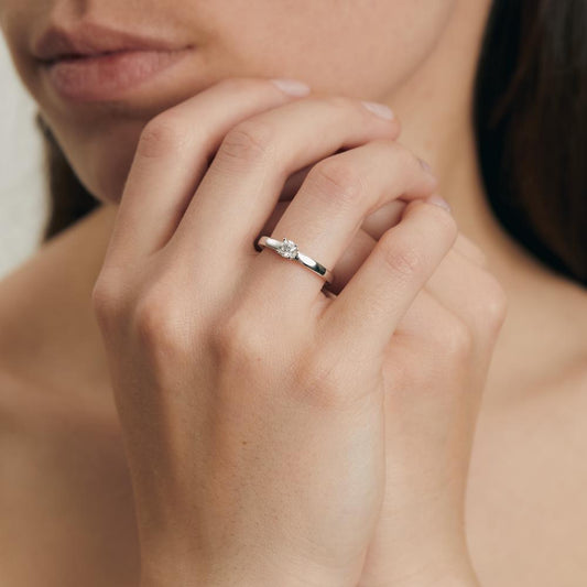 Solitaire ring 18k White Gold Diamond White, 0.25 ct, brilliant, w-si