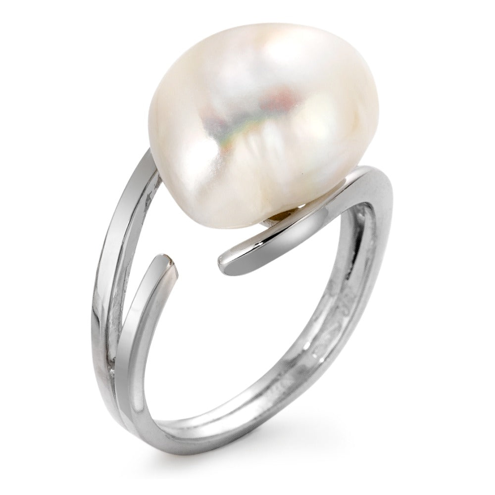 Fingerring 750/18 K Weissgold Süsswasserzuchtperle weiss, 13 mm