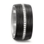 Anillo de dedo Acero inoxidable, Carbón Diamante blanco, 0.175 ct, 25 piedras, w-si