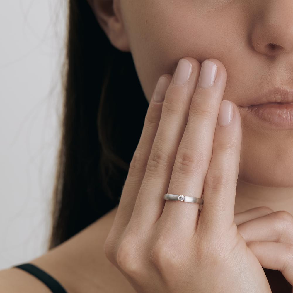 Bague solitaire Or blanc 18K Diamant 0.06 ct, w-si