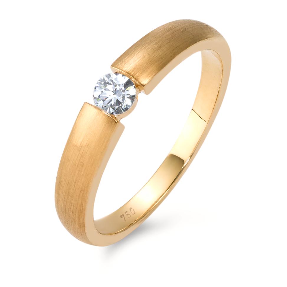 Solitärring 750/18 K gult guld diamant 0.15 ct, w-si