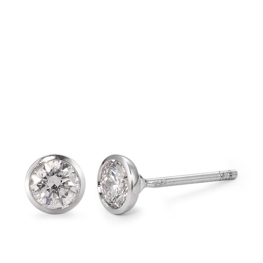 Pendientes 750/oro blanco de 18 quilates Diamante 0.50 ct, 2 piedras, w-si Ø5 mm