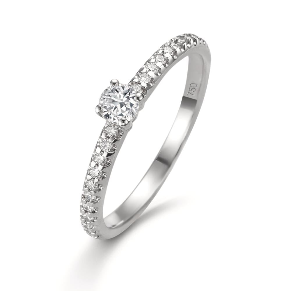 Solitärring 750/18 K vitguld diamant 0.31 ct, 23 stenar, w-si