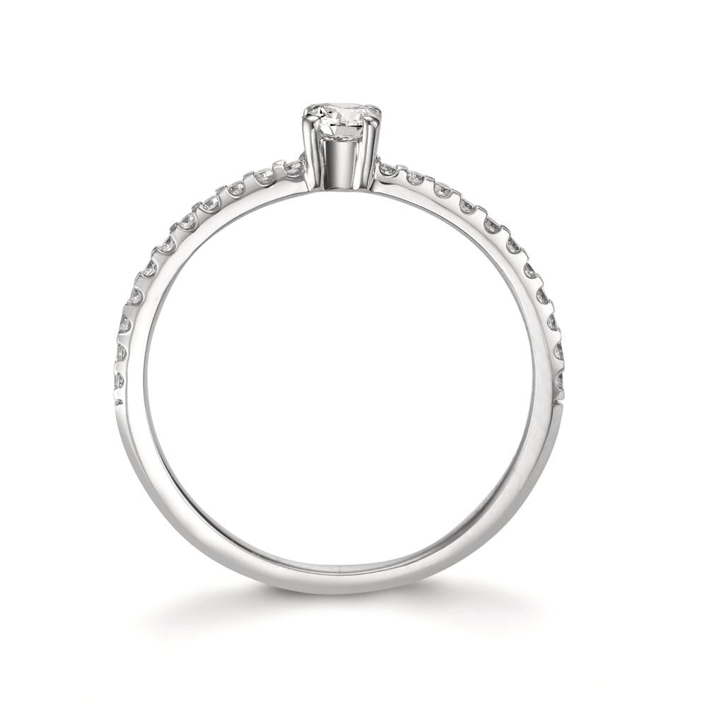 Solitärring 750/18 K vitguld diamant 0.31 ct, 23 stenar, w-si