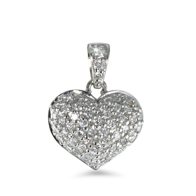 Pendant 18k White Gold Diamond 0.42 ct, 54 Stones, w-si Heart