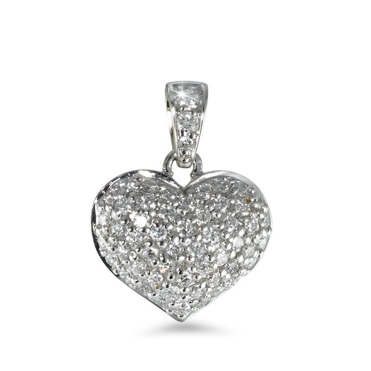 Pendant 18k White Gold Diamond 0.42 ct, 54 Stones, w-si Heart
