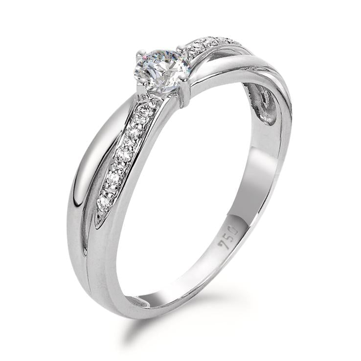Finger ring 750/18 K vitguld diamant 0.32 ct, 11 stenar, w-si