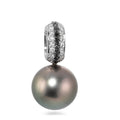 Pendentif Or blanc 18K Diamant noir, 0.135 ct, w-si perle de Tahiti, 25 Perles, 11 mm